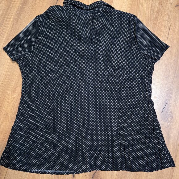 Bay Studio Career Woman's Black Polka Dot Button up Short Sleeve Blouse Size L - Picture 5 of 7